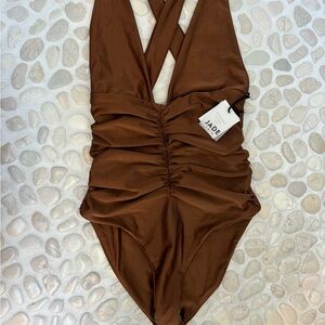 Jade Swim: Capri One Piece Swimsuit - Brown - Medium